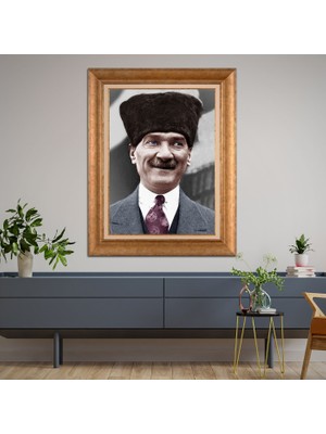 Giyense Özel Seri Altın Paspartulu Çerçeveli Atatürk Tablo FTY621