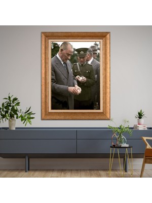 Giyense Özel Seri Altın Paspartulu Çerçeveli Atatürk Tablo FTY426