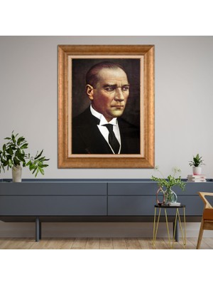 Giyense Özel Seri Altın Paspartulu Çerçeveli Atatürk Tablo FTY679
