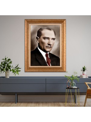 Giyense Özel Seri Altın Paspartulu Çerçeveli Atatürk Tablo FTY680