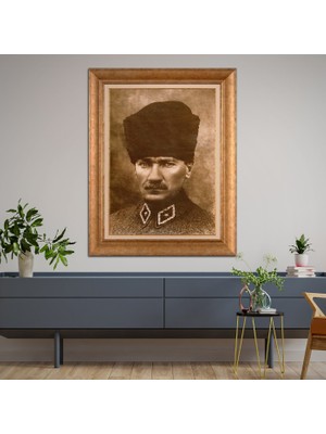 Giyense Özel Seri Altın Paspartulu Çerçeveli Atatürk Tablo FTY528
