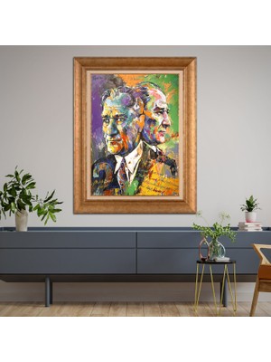 Giyense Özel Seri Altın Paspartulu Çerçeveli Atatürk Tablo FTY504