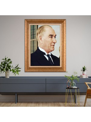 Giyense Özel Seri Altın Paspartulu Çerçeveli Atatürk Tablo FTY655