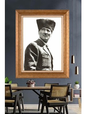 Giyense Özel Seri Altın Paspartulu Çerçeveli Atatürk Tablo FTY716