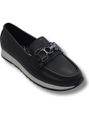 Tarzbu Kadın Siyah Taşlı Tokalı Comfort Loafer Ayakkabı, Rahat Taban, Düz Kadın Babet Ayakkabı Taslıtokalıtarzkl1