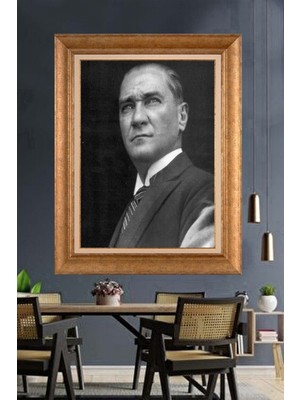 Giyense Özel Seri Altın Paspartulu Çerçeveli Atatürk Tablo FTY714