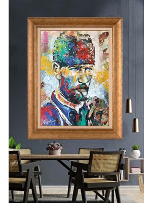 Giyense Özel Seri Altın Paspartulu Çerçeveli Atatürk Tablo FTY807