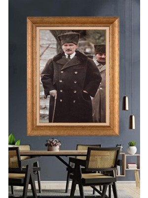 Giyense Özel Seri Altın Paspartulu Çerçeveli Atatürk Tablo FTY866