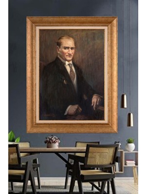 Giyense Özel Seri Altın Paspartulu Çerçeveli Atatürk Tablo FTY702