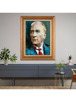 Giyense Özel Seri Altın Paspartulu Çerçeveli Atatürk Tablo FTY494