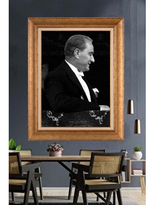 Giyense Özel Seri Altın Paspartulu Çerçeveli Atatürk Tablo FTY812