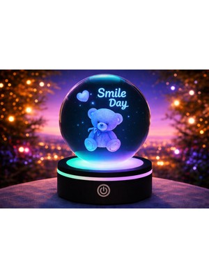 Ayıcık Tasarımlı Renk Değiştiren Dönen Cam Küre