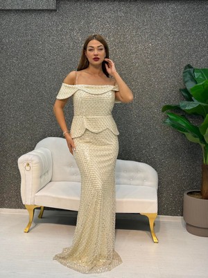 E&A Eren Abiye Straplez Boncuk Islemelı Balık Abıye