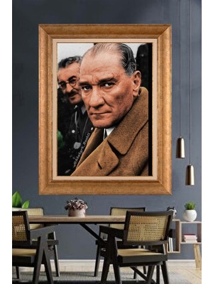 Giyense Özel Seri Altın Paspartulu Çerçeveli Atatürk Tablo FTY870