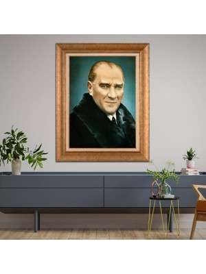 Giyense Özel Seri Altın Paspartulu Çerçeveli Atatürk Tablo FTY882