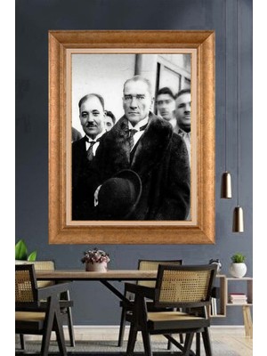 Giyense Özel Seri Altın Paspartulu Çerçeveli Atatürk Tablo FTY1092