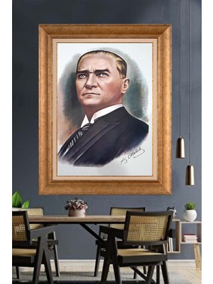 Giyense Özel Seri Altın Paspartulu Çerçeveli Atatürk Tablo FTY1125