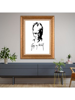 Giyense Özel Seri Altın Paspartulu Çerçeveli Atatürk Tablo FTY1046