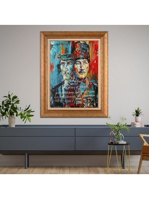 Giyense Özel Seri Altın Paspartulu Çerçeveli Atatürk Tablo FTY897
