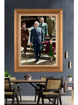 Giyense Özel Seri Altın Paspartulu Çerçeveli Atatürk Tablo FTY865