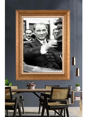 Giyense Özel Seri Altın Paspartulu Çerçeveli Atatürk Tablo FTY1077