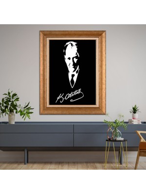 Giyense Özel Seri Altın Paspartulu Çerçeveli Atatürk Tablo FTY1048