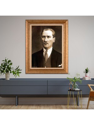 Giyense Özel Seri Altın Paspartulu Çerçeveli Atatürk Tablo FTY1029