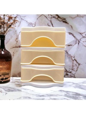 UltraMint Çekmeceli Masa Üstü Organizer, Sarı ve Beyaz, 3 Bölmeli, Pratik Kullanım