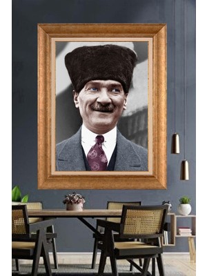 Giyense Özel Seri Altın Paspartulu Çerçeveli Atatürk Tablo FTY1071