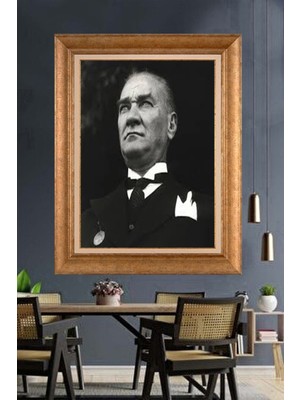 Giyense Özel Seri Altın Paspartulu Çerçeveli Atatürk Tablo FTY1127
