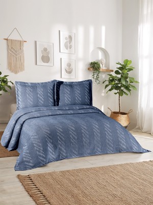 Calantha Home Collection Aspen 3 Parça Çift Kişilik Pike Takımı Lacivert 240 x 260 cm