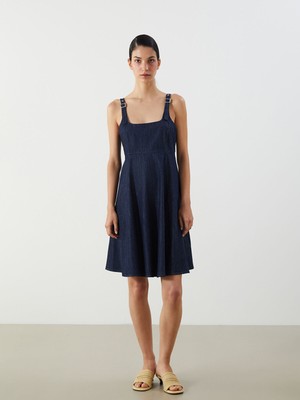 Lc Waikiki Yeni Sezon Kare Yaka Mini Jean Elbise