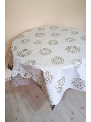Elegancev Altı Astarlı Yuvarlak Muşamba Masa Örtüsü -140 cm ÇAP-ELG55
