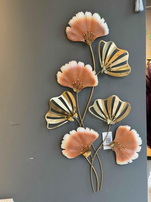 Rossev Metal Duvar Panosu 90X42CM Ginkgo Yaprağı – Turuncu