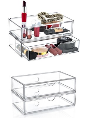 UltraMint Büyük Boy 2 Adet Çekmece Modülü Kozmetik ve Takı Organizer Seti