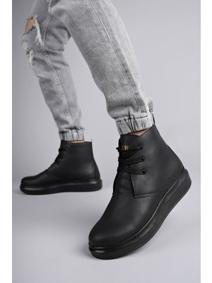 Zapatos SLW207 Oslo Bağcıklı Cilt Erkek Günlük Spor Bot St - Siyah