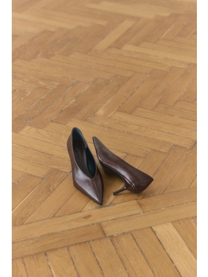Lutvelizade Topuklu 2603 - Sivri Burun Klasik Acı Kahve Kadın Topuklu