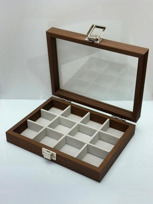 UltraMint Ahşap Takı ve Yüzük Kutusu, Cam Kapak, 21X16X5 cm