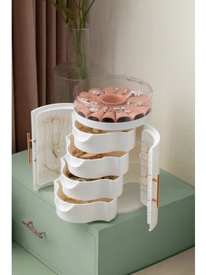 UltraMint 4 Çekmeceli Çift Kapaklı Lüks Takı ve Mücevher Kutusu