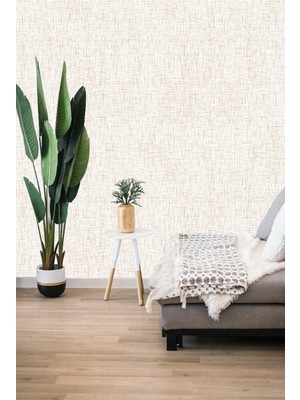 Golden DUVAR KAĞIDI - BORDÜR Keten Kumaş Görünümlü Dokulu Nonwoven 5,2m² Modern Duvar Kağıdı