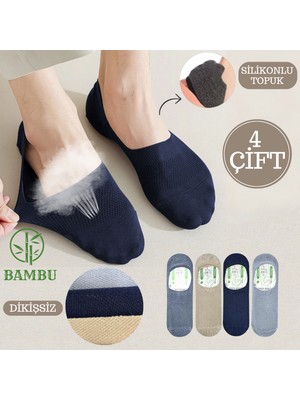Kral Socks Erkek Babet Çorap ( Bambu Dikişsiz Parfümlü 4 Çift Silikonlu) Babet