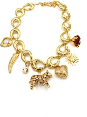 New Obsessions Zebra Uçlu Kalın Zincir Kolye