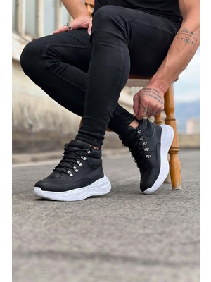 Zapatos WG035 Erkek Spor Günlük Bağcıklı Cilt Bot Cbt - Siyah