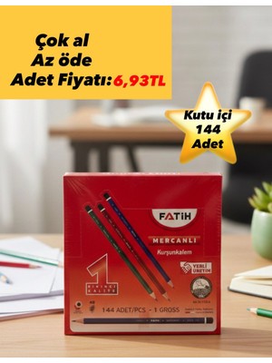 Fatih Hb Mercanlı Kurşun Kalem 12’li 12 Düzine ( 144 Adet )