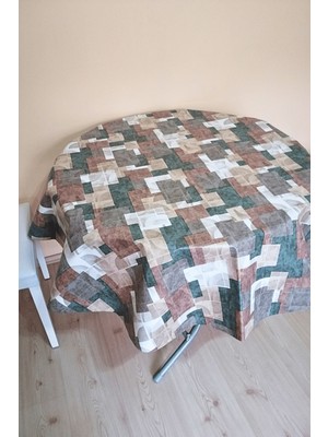 Elegancev Altı Astarlı Yuvarlak Muşamba Masa Örtüsü -140 cm Çap-Kmf
