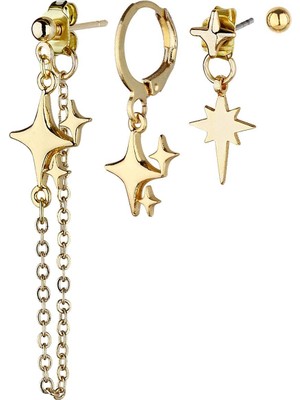 Klips Toptan Üçlü Kombin K.yıldızı Küpe