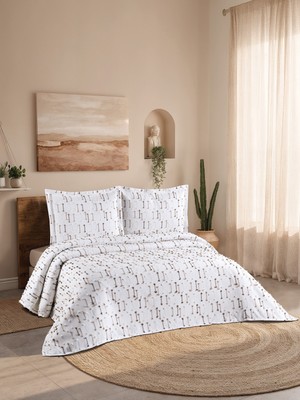 Calantha Home Collection Luna 3 Parça Çift Kişilik Pike Takımı Kahverengi 230 x 240 cm