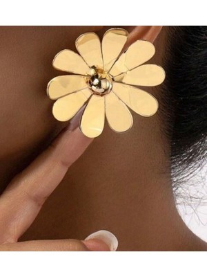 Linda Shop Altın Renk Çiçek Figürlü Küpe (Çift)