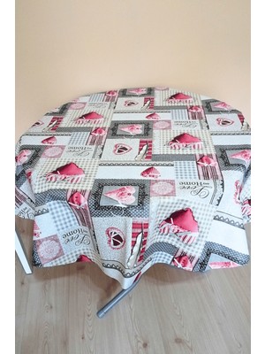 Elegancev Altı Astarlı Yuvarlak Muşamba Masa Örtüsü -140 cm Çap-Klpyn