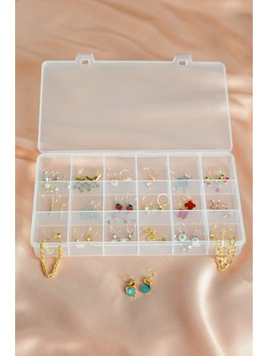 UltraMint Şeffaf 18 Bölmeli Takı ve Dikiş Kutusu Organizeri